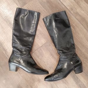 Salvatore Farragamo Tall Black Leather Boots sz 7
